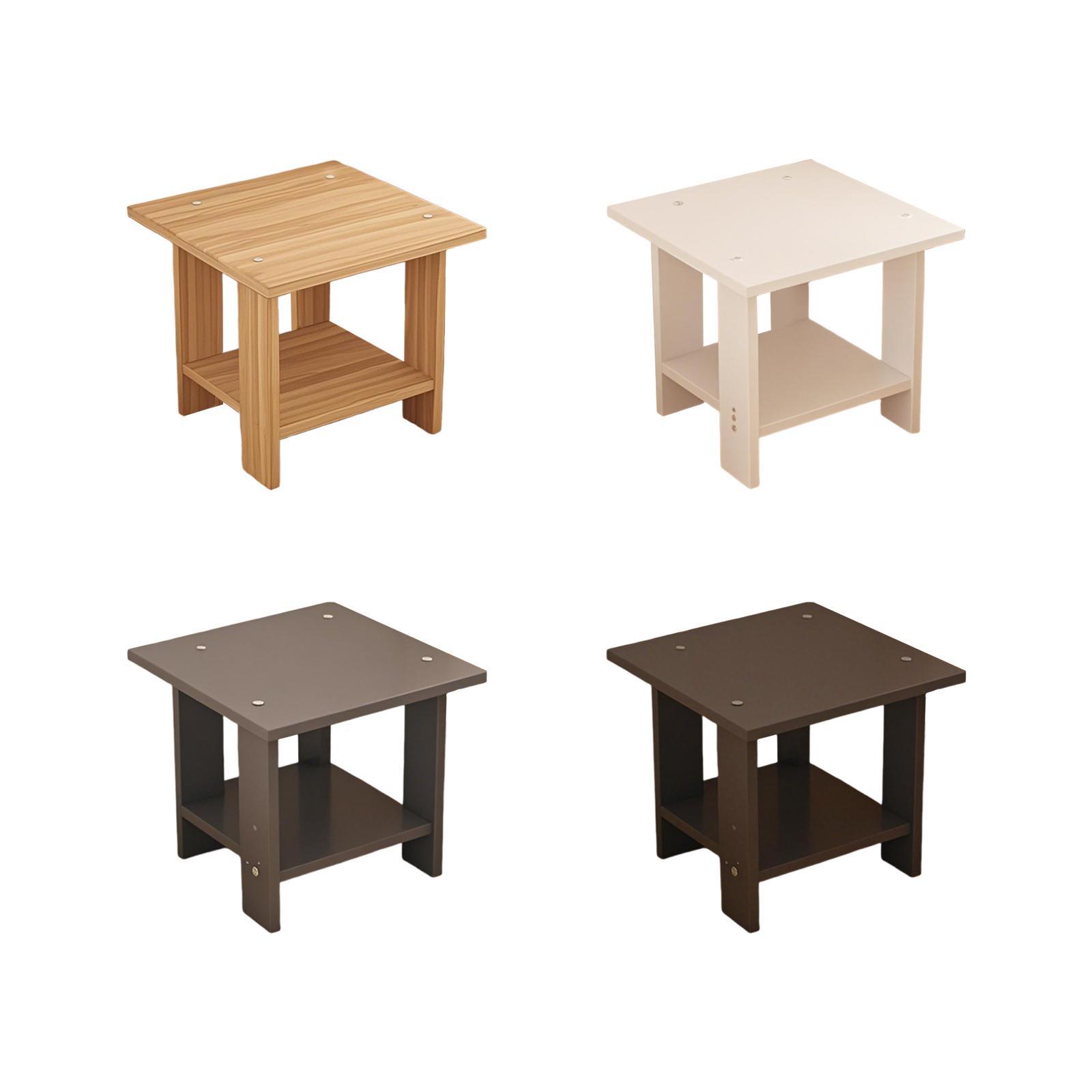 Wooden Double Layers Side Tabl - Desk Setup Minimalist ulasan dan harga