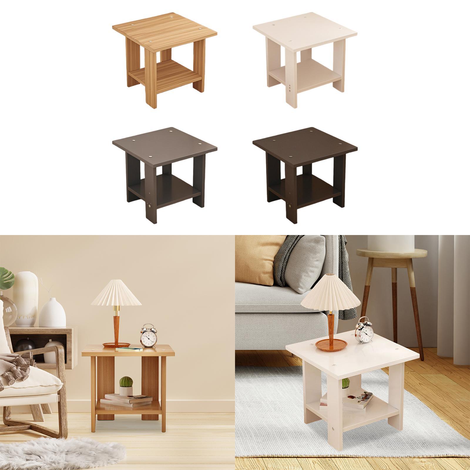 Wooden Double Layers Side Tabl - Desk Setup Minimalist ulasan dan harga
